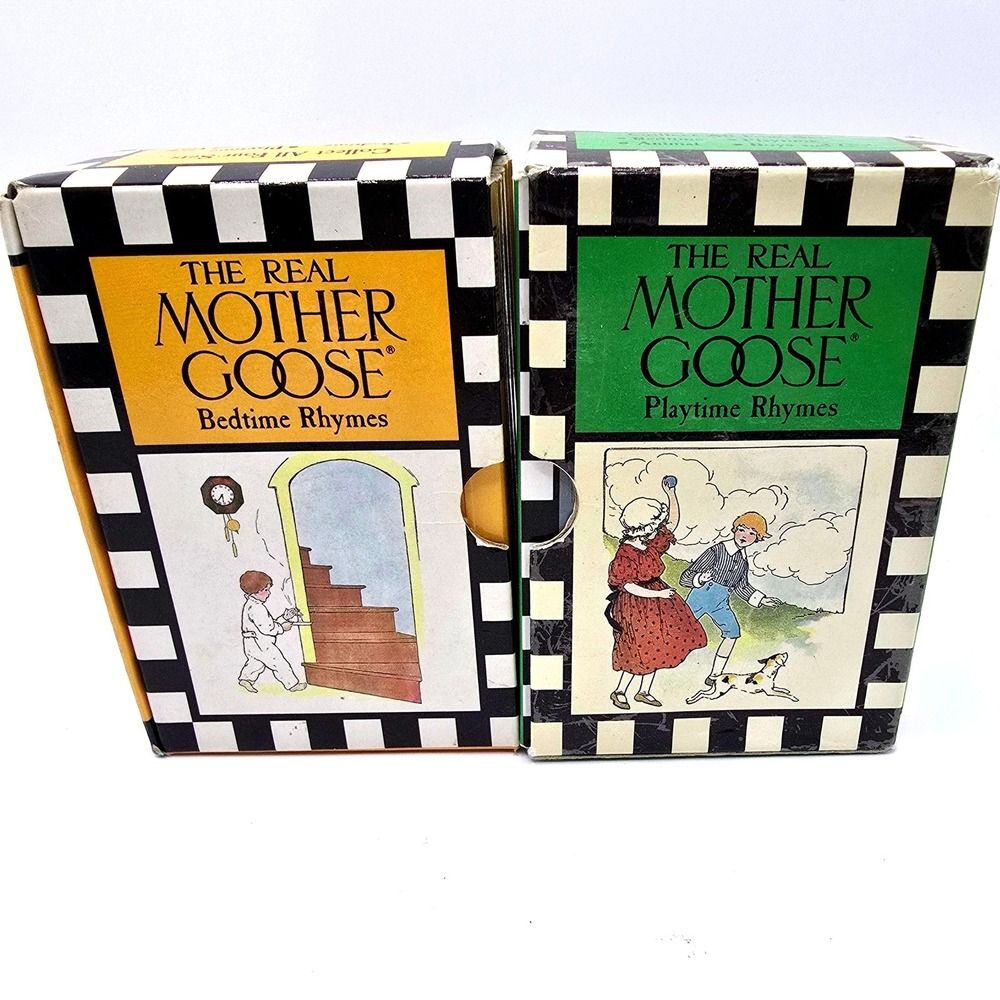 Vintage 1987 Real Mother Goose 12 Books Set Bedtime Playtime Rhymes Checkerboard